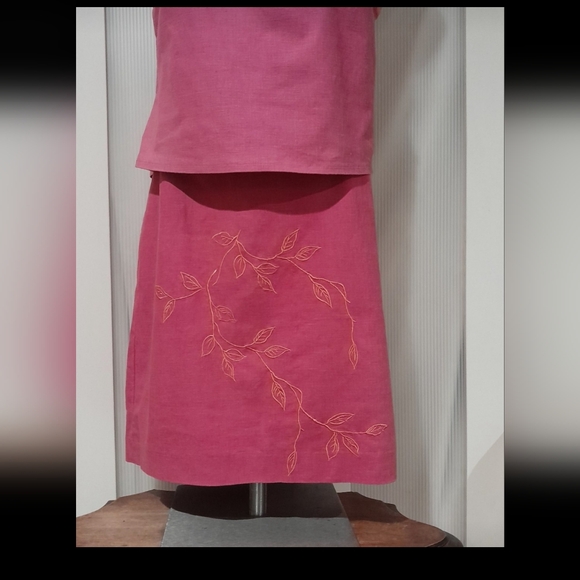 Gantos - vintage 2 piece skirt set, pink & orange tank top w/ pink skirt (12/14) - Picture 3 of 7